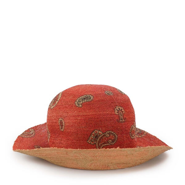 Etro - Orange Paisley Raffia Hat 